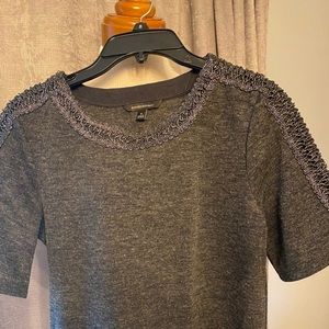 Grey embellished crew neck top